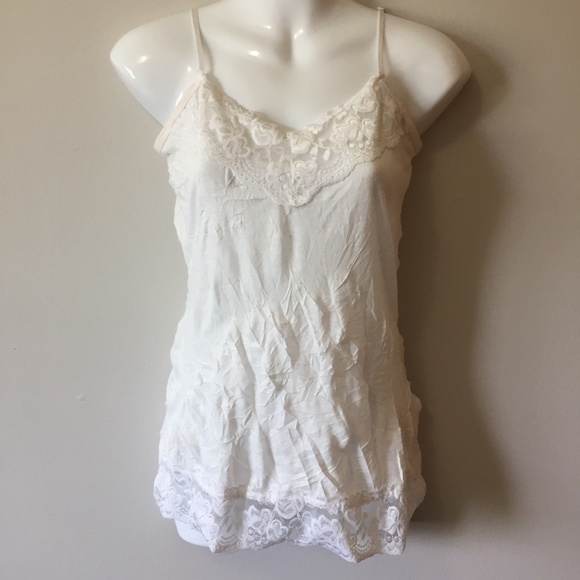 Tops - Maurices White Crinkled Lace Camisole
